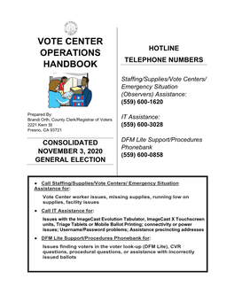 Vote Center Operations Handbook