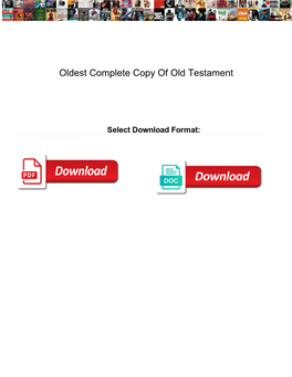 Oldest Complete Copy of Old Testament