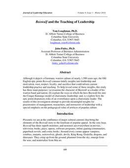 Beowulf and the Teaching of Leadership