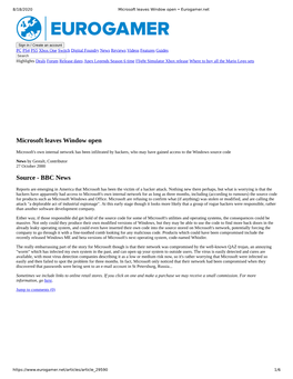 Microsoft Leaves Window Open Source
