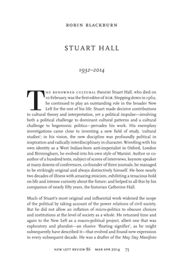 Stuart Hall, 1932–2014