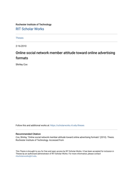 Online Social Network Member Attitude Toward Online Advertising Formats