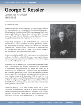 George E. Kessler Landscape Architect 1862-1923