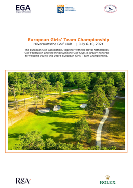 European Girls' Team Championship in 2021, After the Great Success of Last Year’S European Amateur Team Championship