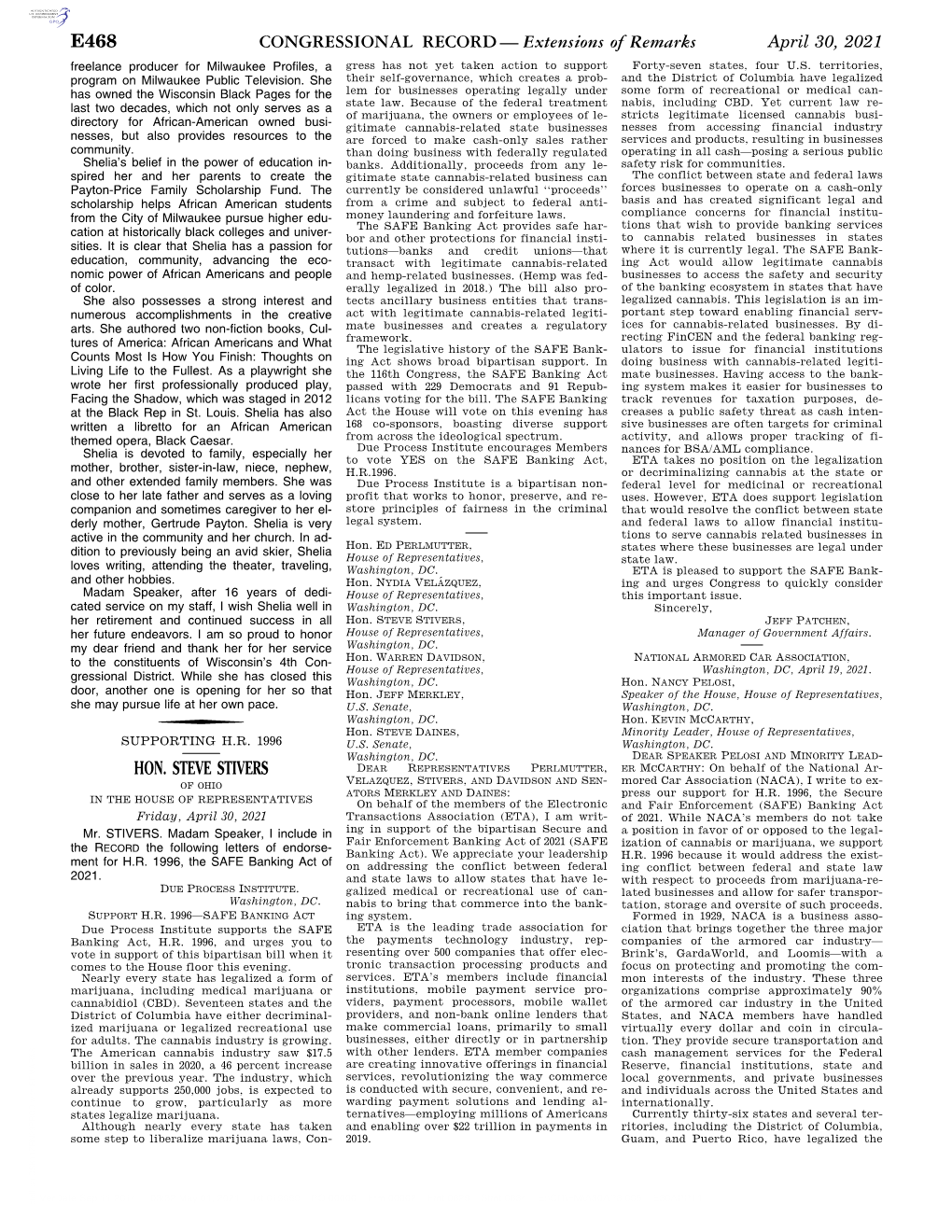 CONGRESSIONAL RECORD— Extensions of Remarks E468 HON