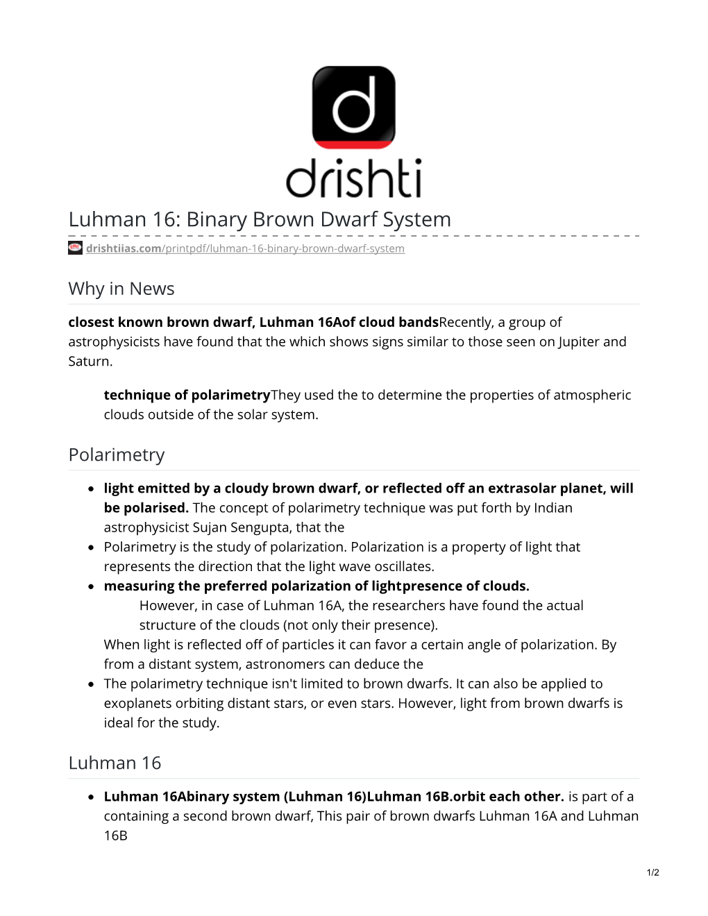 Luhman 16: Binary Brown Dwarf System