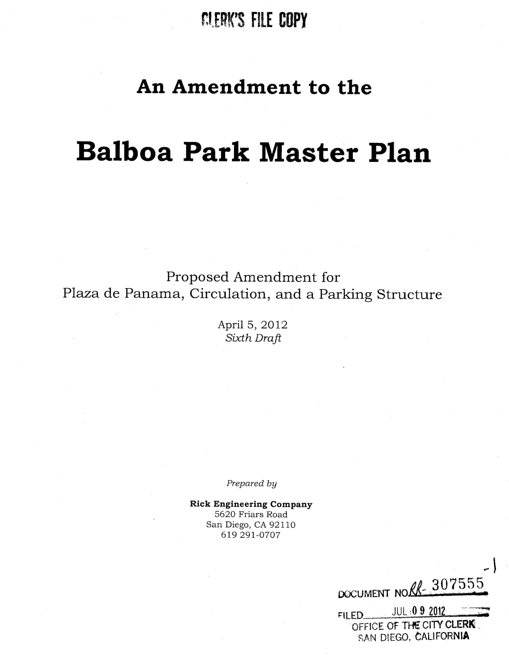 Balboa Park Master Plan Amendment