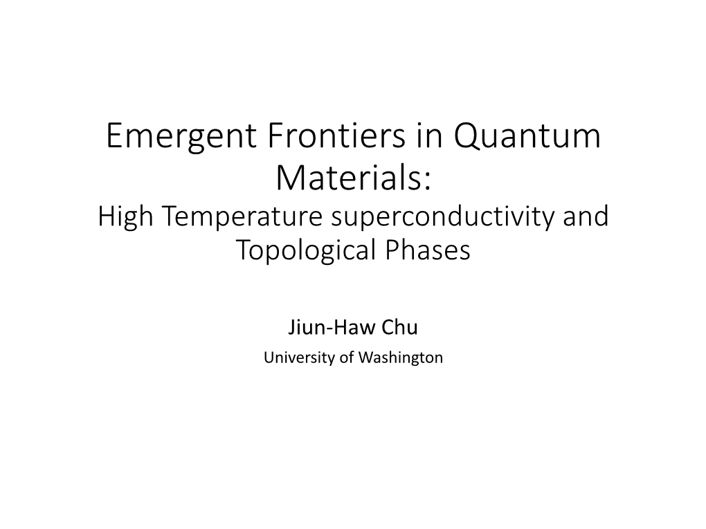 Emergent Frontiers in Quantum Materials: High Temperature Superconductivity and Topological Phases