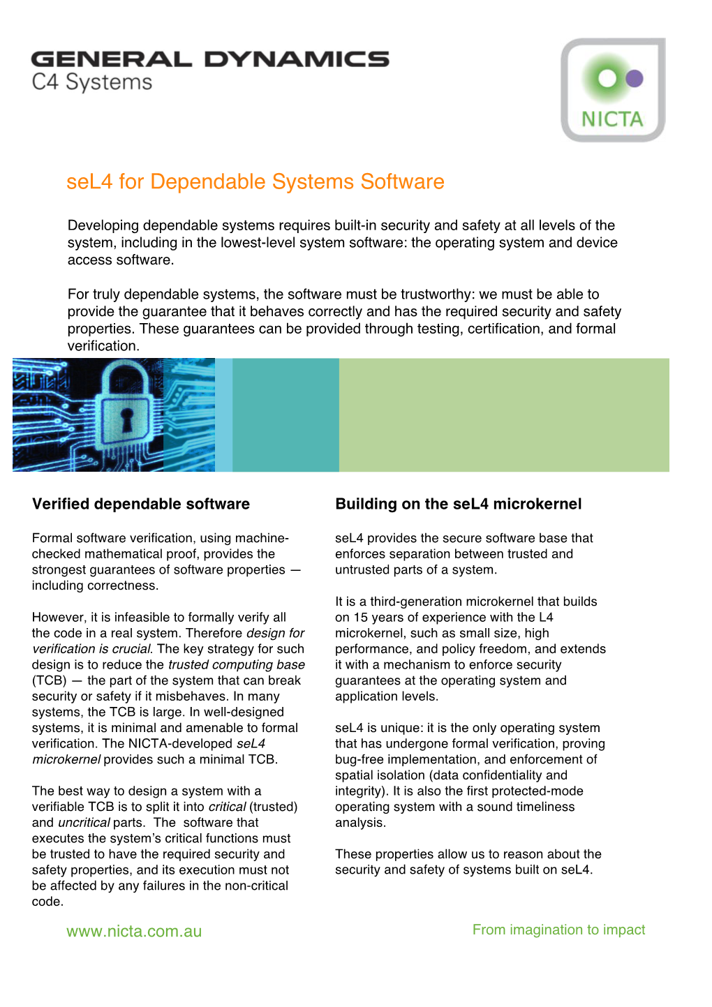 Sel4 for Dependable Systems Software