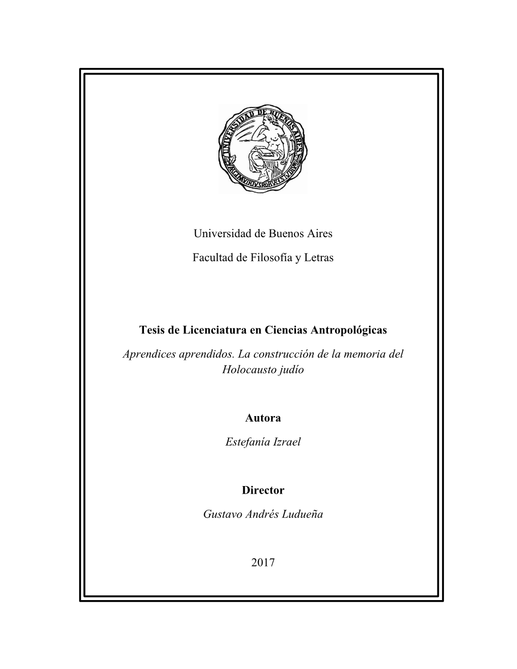 Universidad De Buenos Aires Facultad De Filosofía Y Letras Tesis De