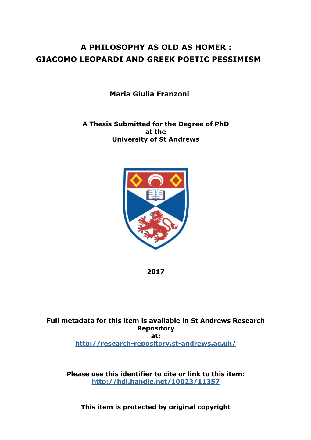 Maria Giulia Franzoni Phd Thesis