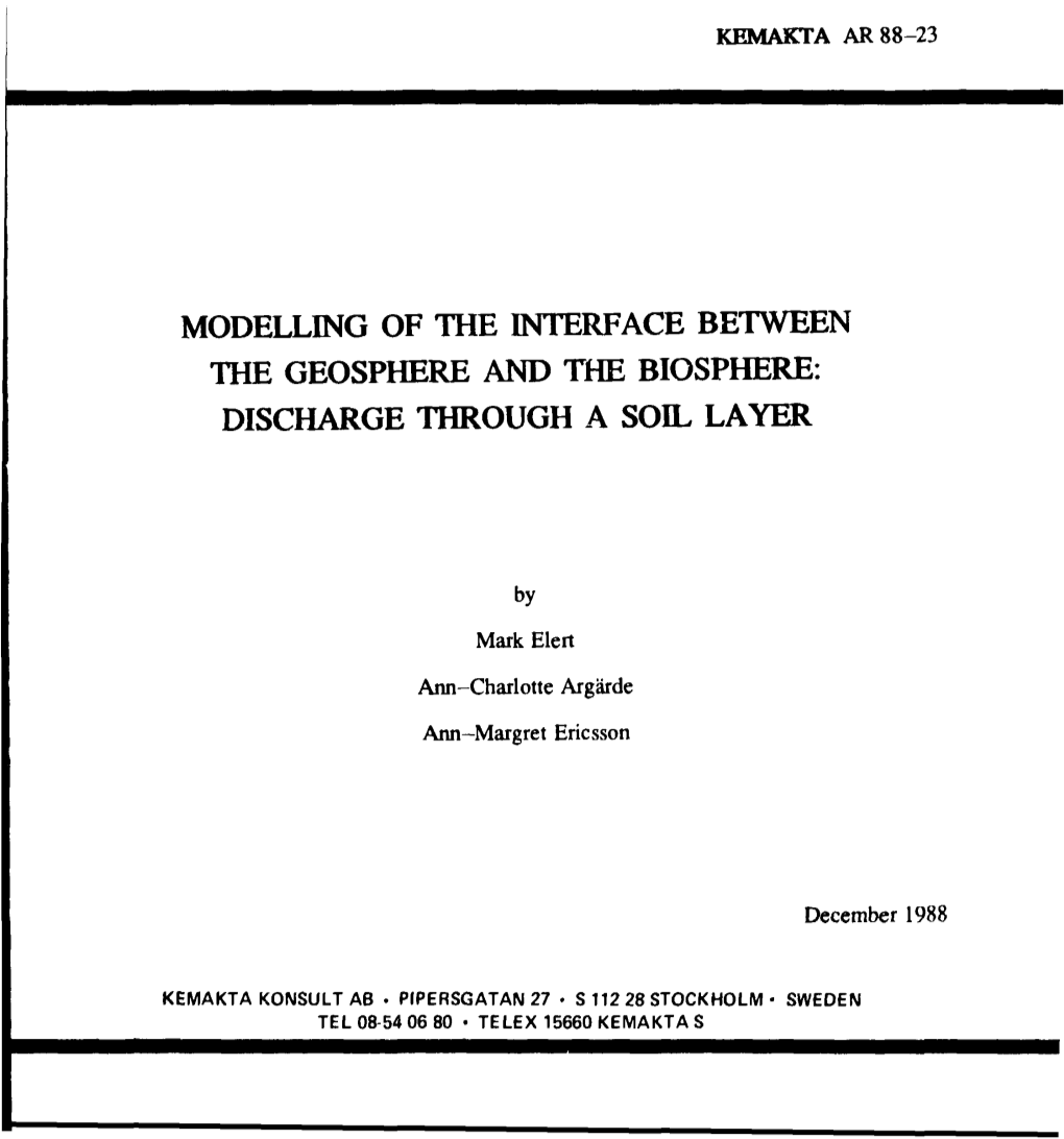 Modelling of the Interface Between the Geosphere and the Biosphere: Discharge Through a Soil Layer