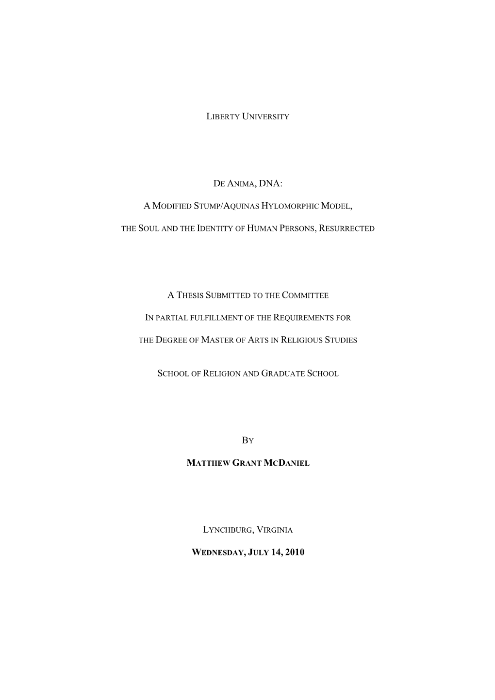 De Anima, DNA: a Modified Stump/Aquinas Hylomorphic Model