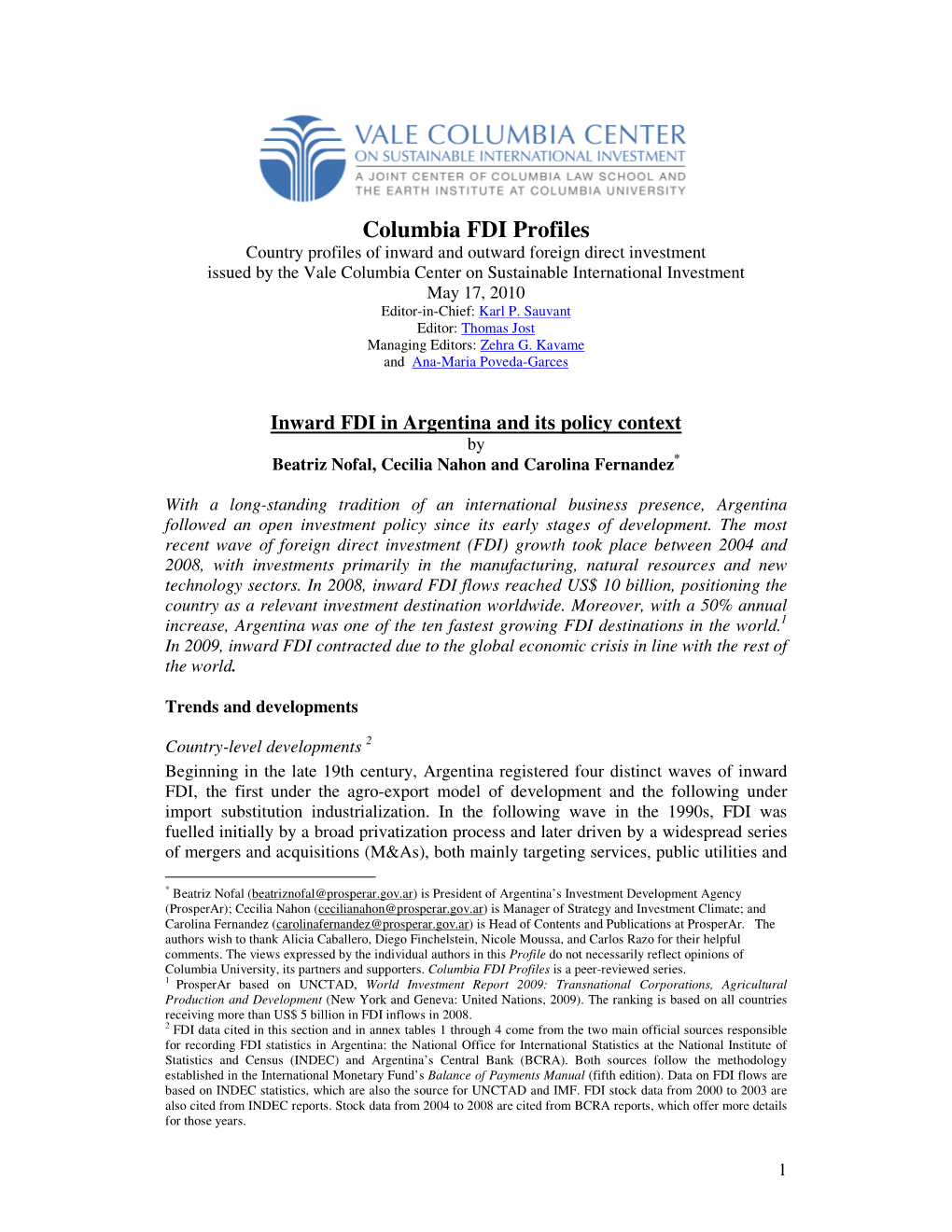 Columbia FDI Profiles