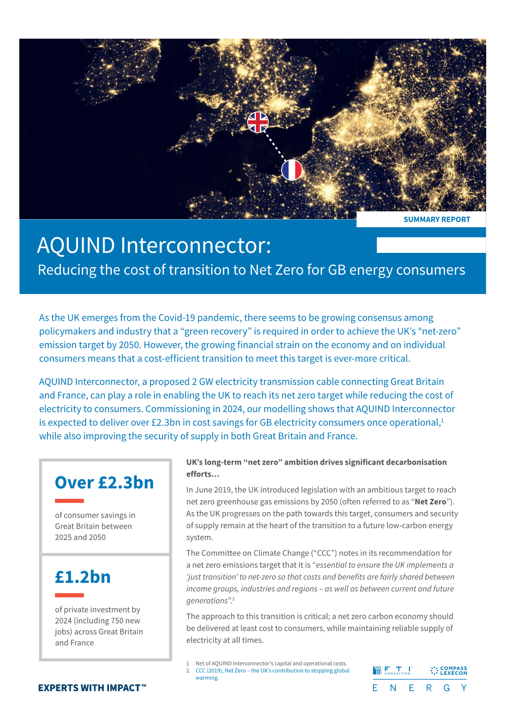 AQUIND Interconnector: Reducing the Cost of Transition to Net Zero for GB Energy Consumers