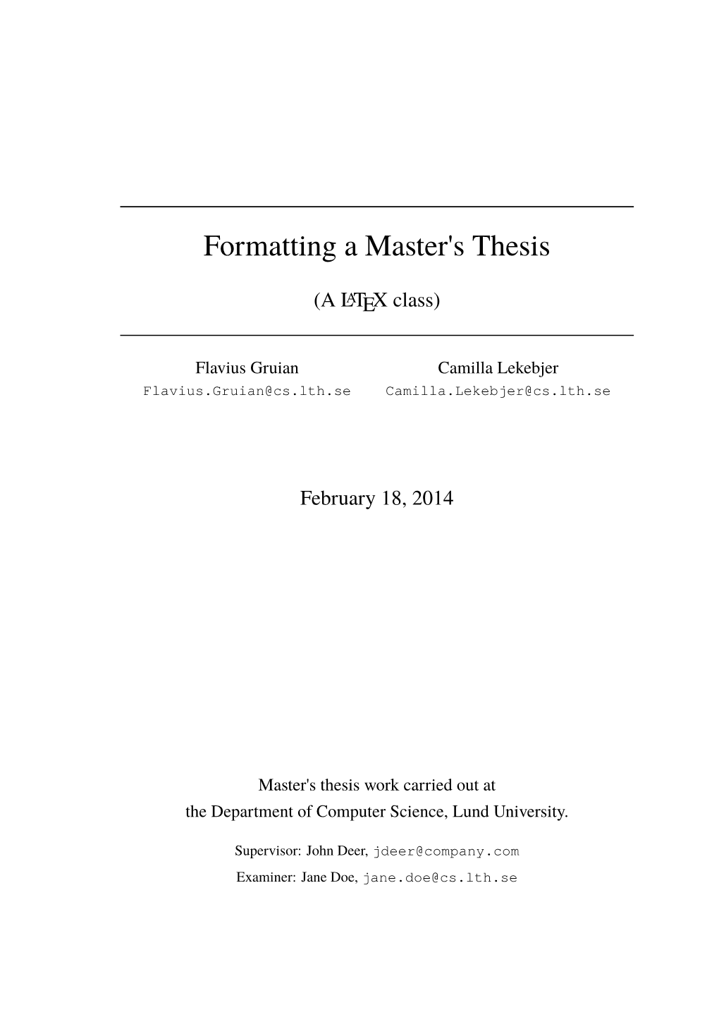 Formatting a Master's Thesis