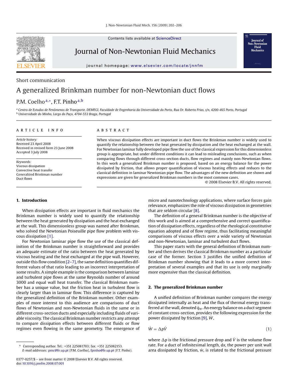 Journal of Non-Newtonian Fluid Mechanics a Generalized Brinkman
