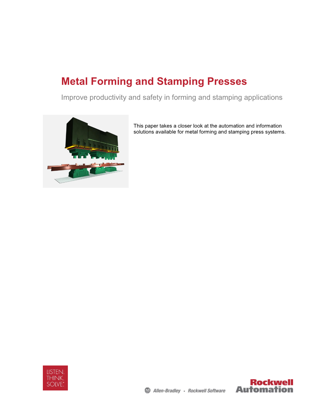 Metal Forming and Stamping Presses Improve Productivity and Safety in Forming and Stamping Applications