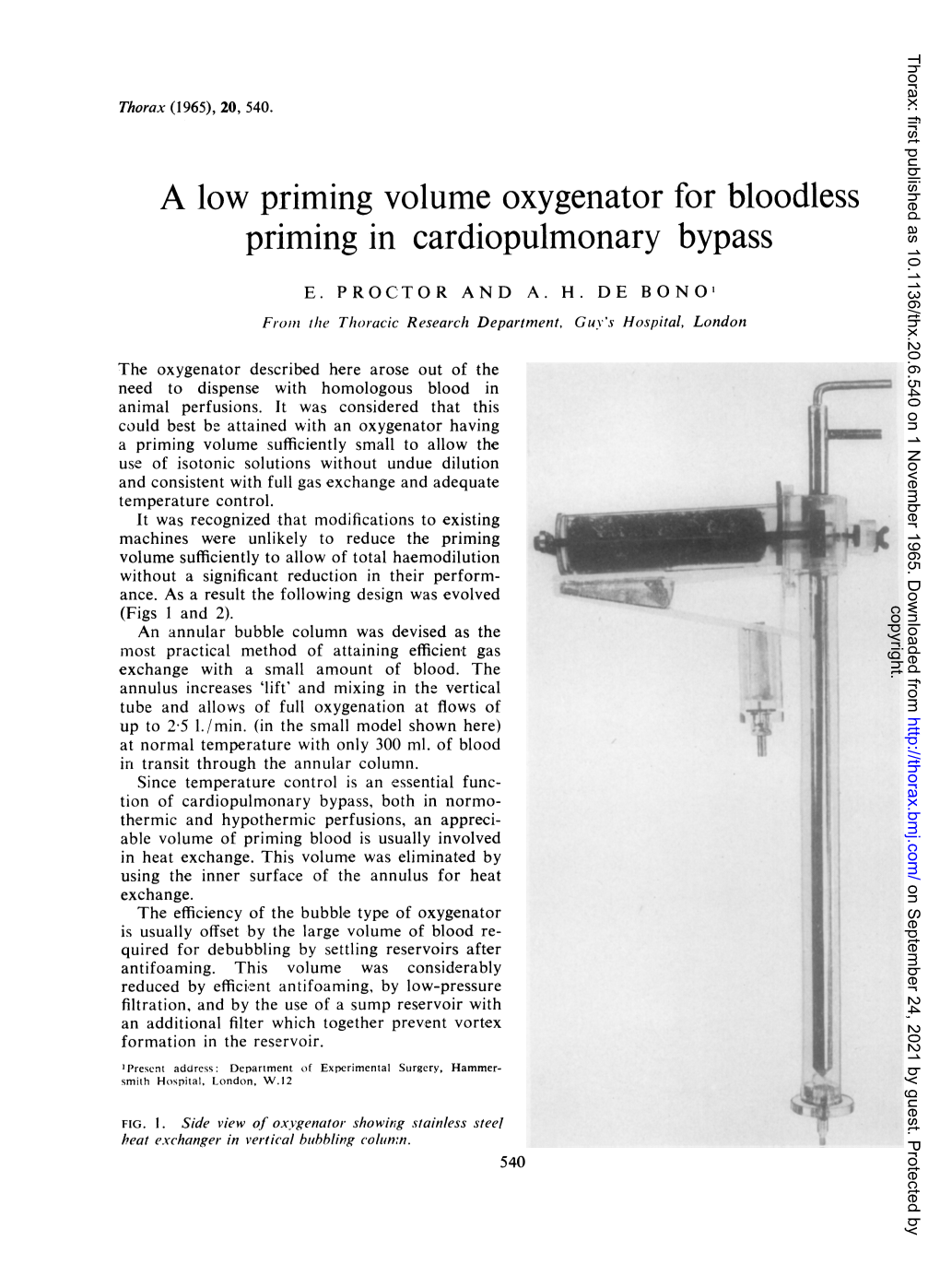 A Low Priming Volume Oxygenator for Bloodless Priming in Cardiopulmonary Bypass