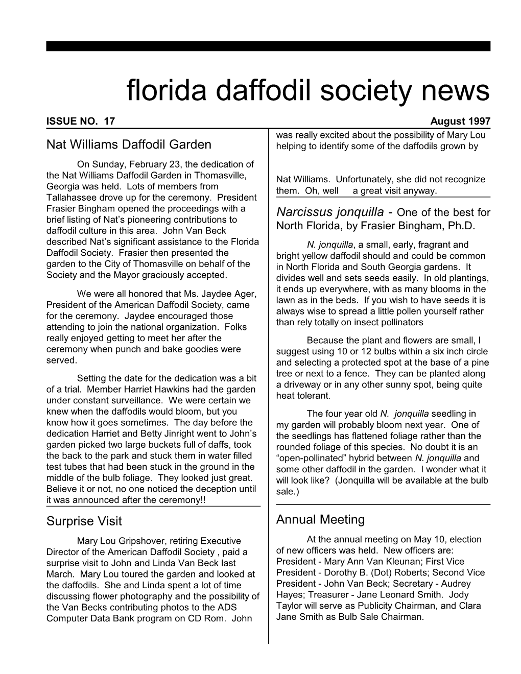 1997 August, Florida Daffodil Society Newsletter