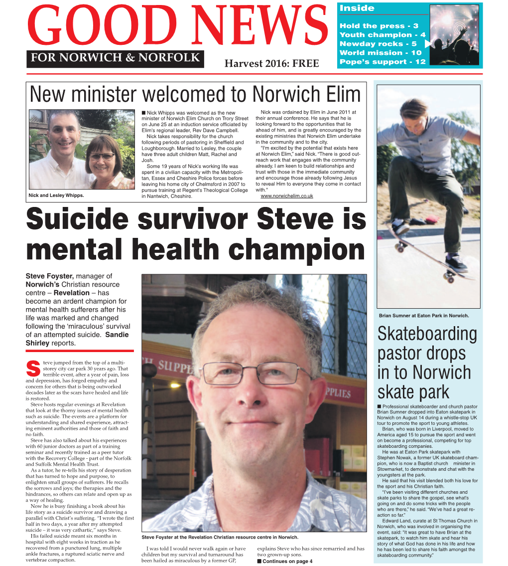 Suicide Survivor Steve Is Mental Health Champion