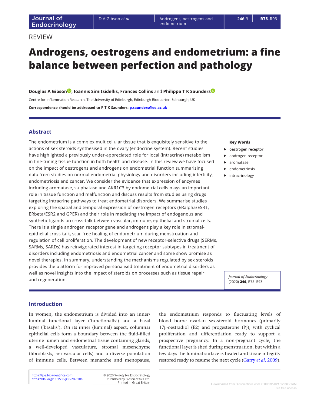 Androgens, Oestrogens and Endometrium: a Fine Balance Between Perfection and Pathology