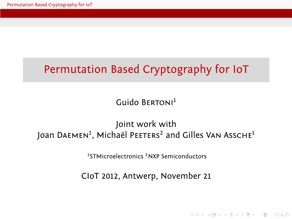 Permutation Based Cryptography for Iot