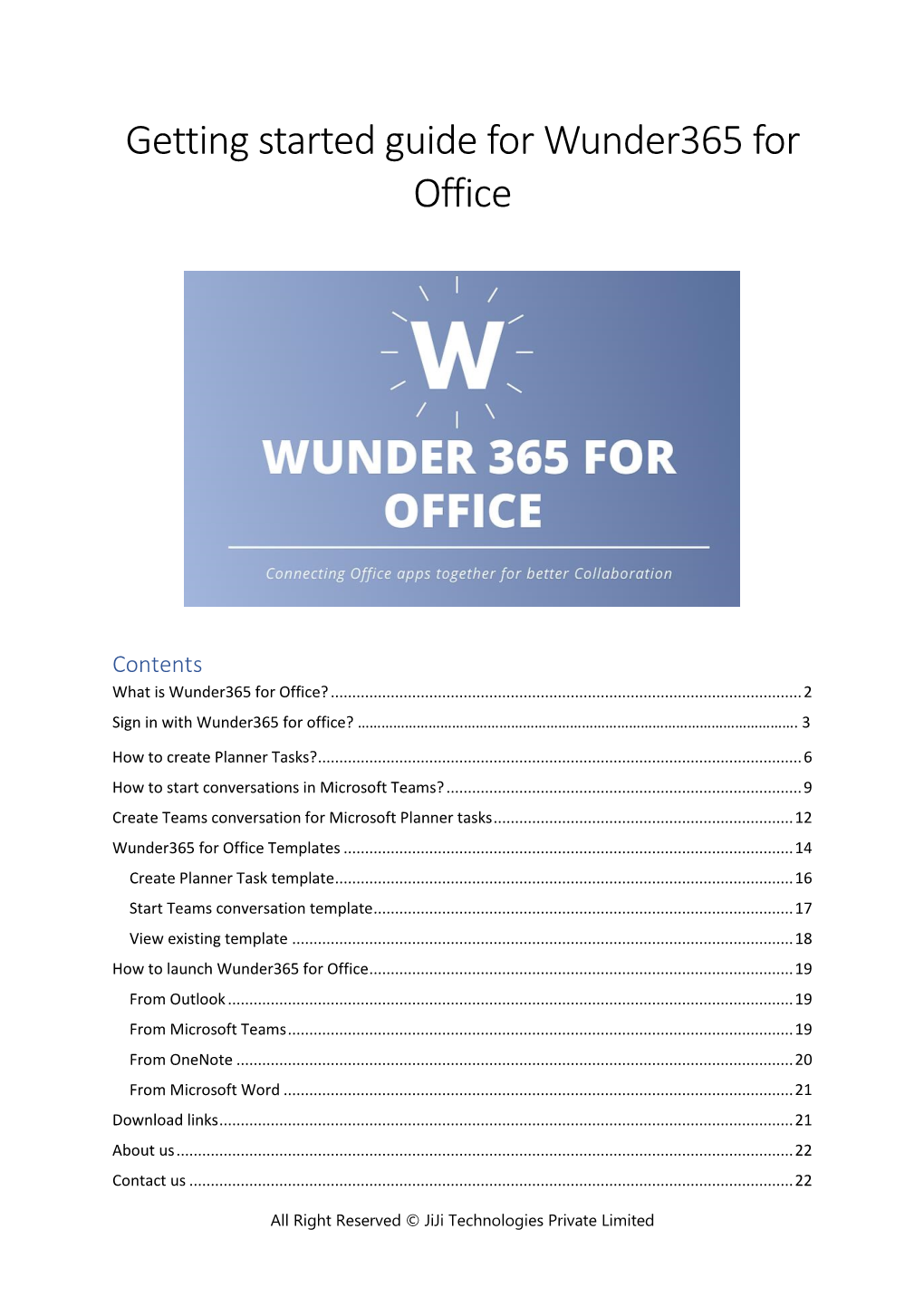 Getting Started Guide for Wunder365 for Office