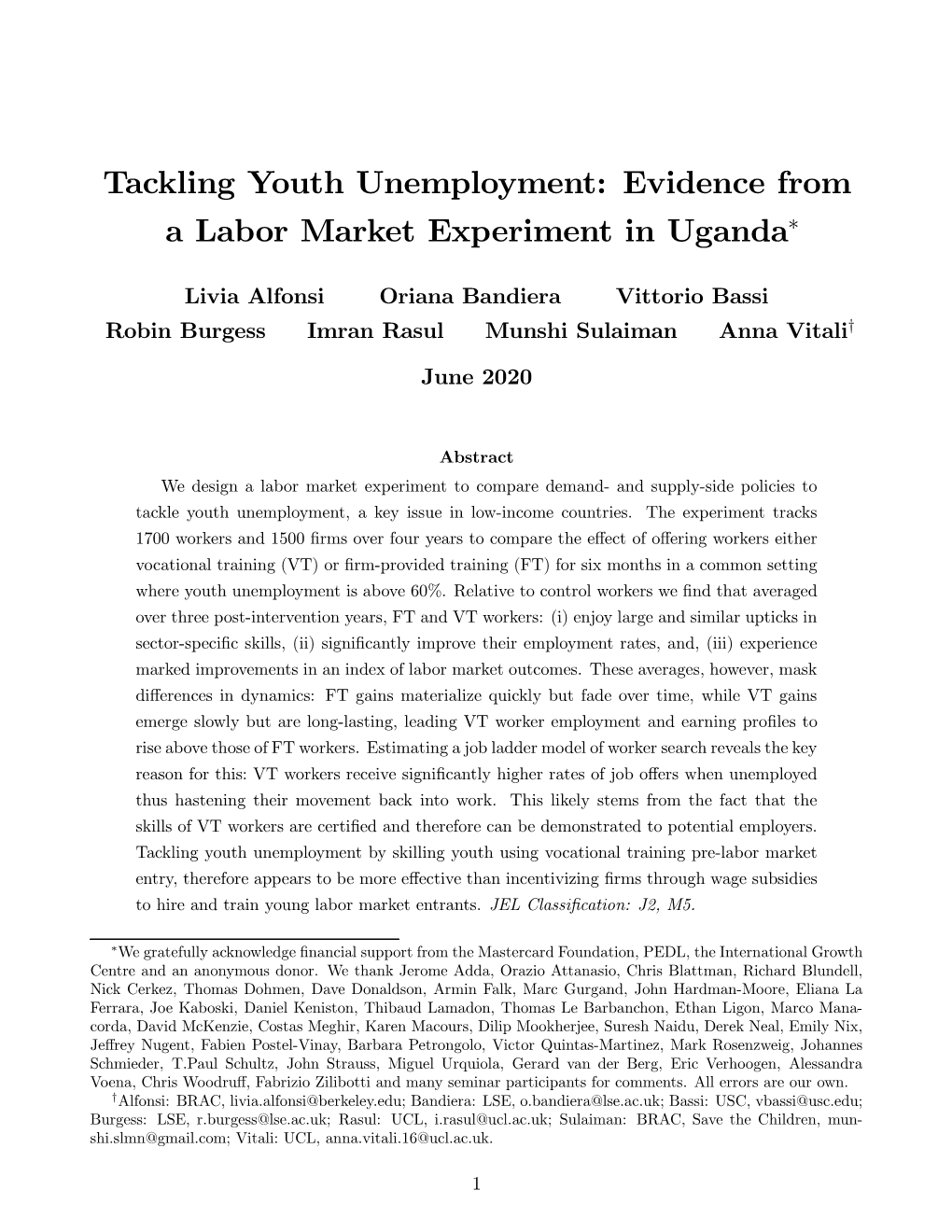 Tackling Youth Unemployment: Evidence from a Labor Market