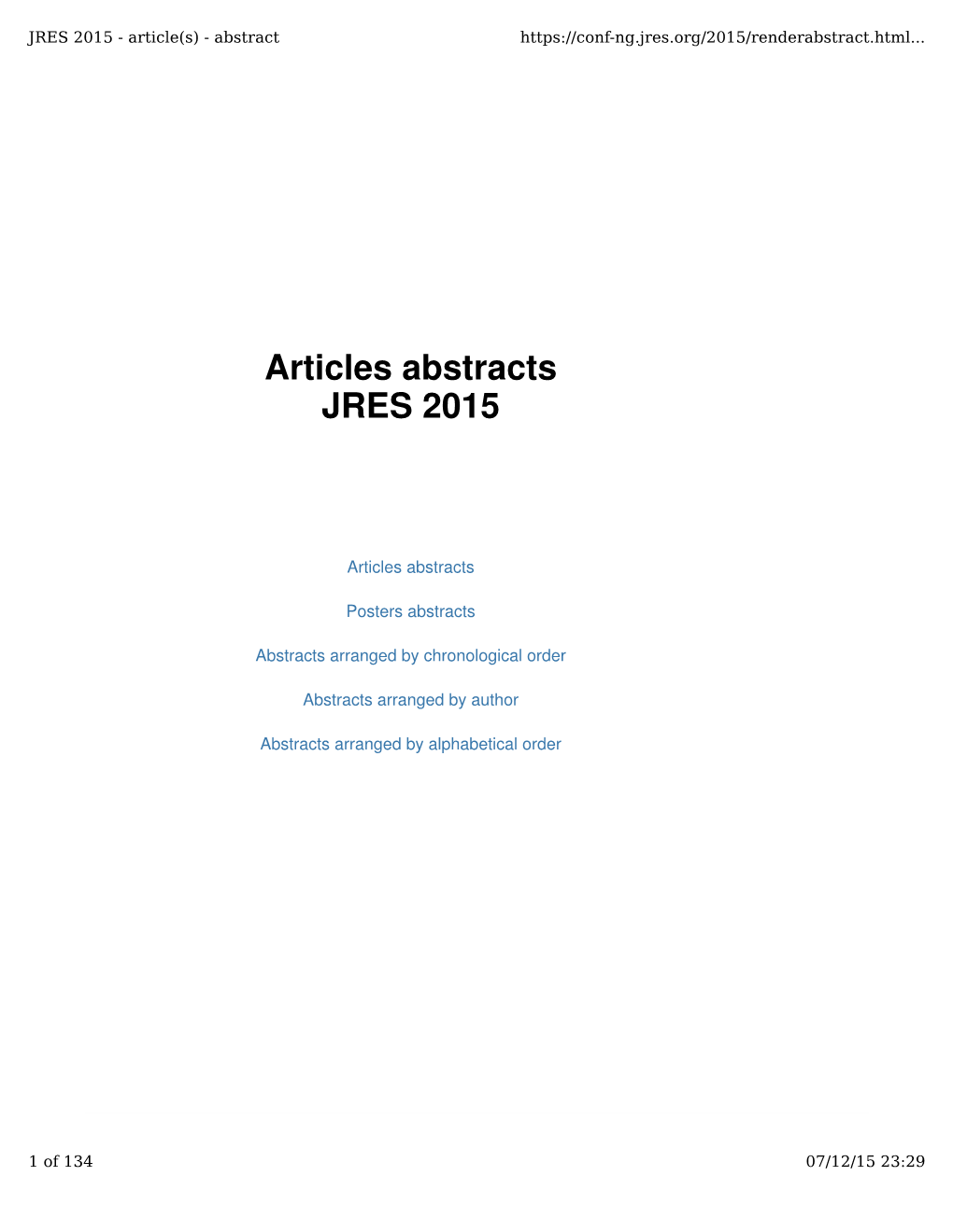 Articles Abstracts JRES 2015