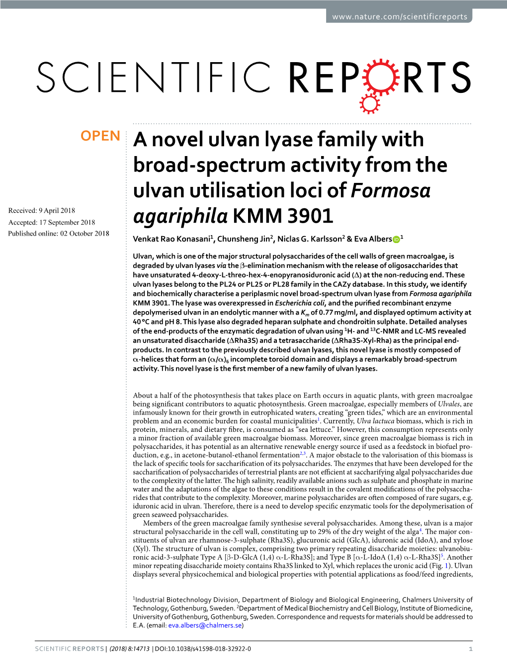 A Novel Ulvan Lyase Family with Broad-Spectrum Activity from The