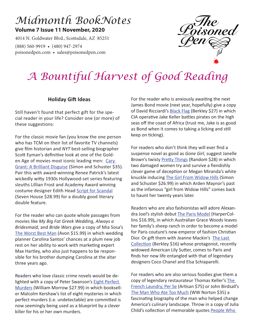 Midmonth Booknotes a Bountiful Harvest of Good Reading