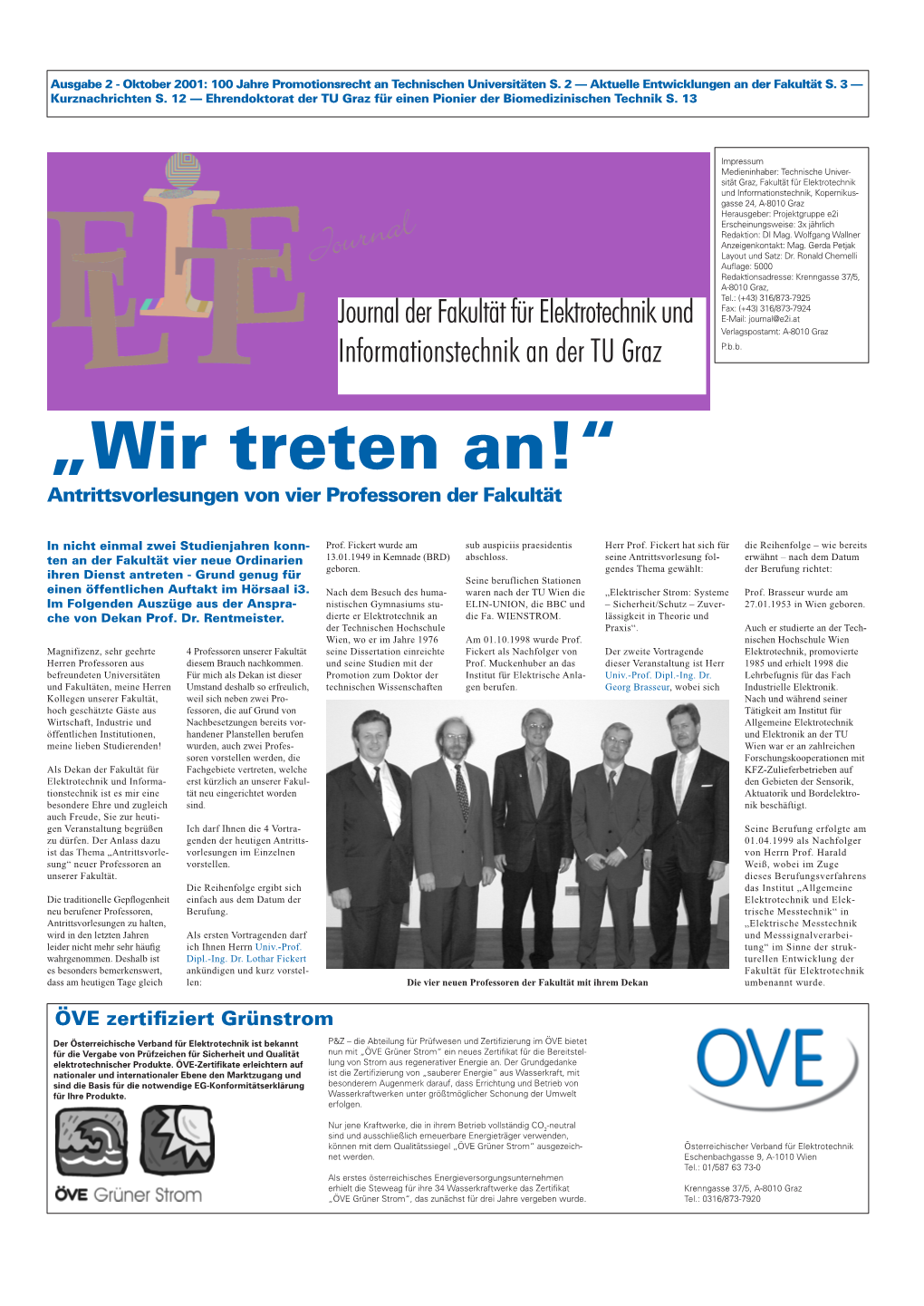 Oktober 2001: 100 Jahre Promotionsrecht an Technischen Universitäten S