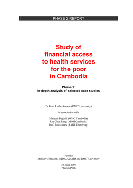 Study of Financial Access to Health Services for the Poor in Cambodia