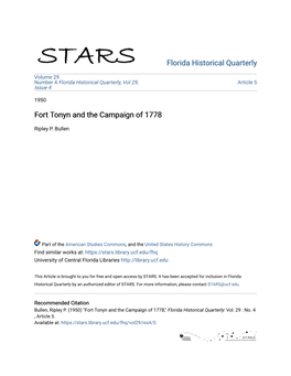 Fort Tonyn and the Campaign of 1778