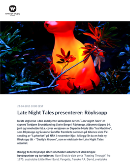 Late Night Tales Presenterer: Röyksopp