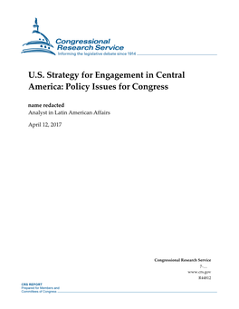 US Strategy for Engagement in Central America