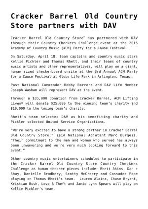 Cracker Barrel Old Country Store Partners with DAV