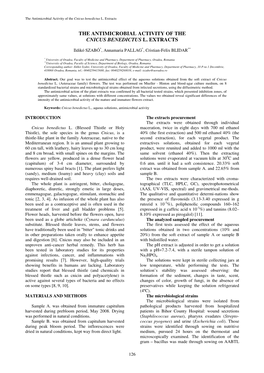 The Antimicrobial Activity of the Cnicus Benedictus L