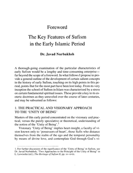 Javad Nurbakhsh Key Features of Sufism in Early Islamic Period