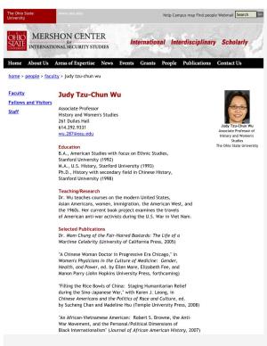 Judy Tzu-Chun Wu | Mershon Center for International Security Studies