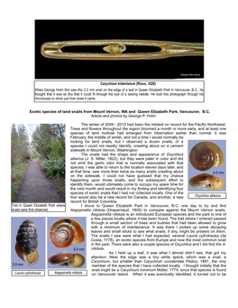 Exotic Species of Land Snails from Mount Vernon, WA and Queen Elizabeth Park, Vancouver, B.C