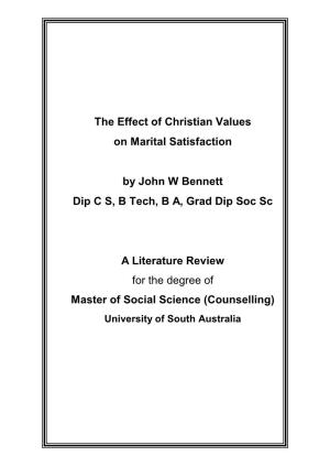 The Effect of Christian Values on Marital Satisfaction by John W