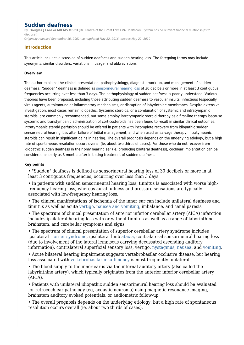 Sudden Deafness by Douglas J Lanska MD MS MSPH (Dr