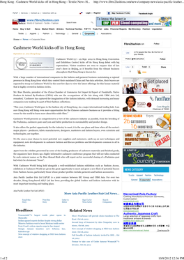Hong Kong : Cashmere World Kicks Off in Hong Kong - Textile News H