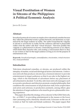 Visual Prostitution of Women in Sitcoms of the Philippines: a Political Economic Analysis