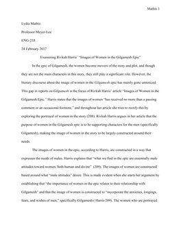 Mathis 1 Lydia Mathis Professor Meyer-Lee ENG-235 24 February
