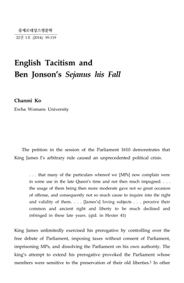 English Tacitism and Ben Jonson's Sejanus His Fall