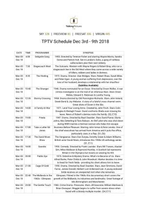 TPTV Schedule Dec 3Rd - 9Th 2018