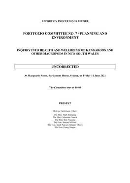 Portfolio Committee No. 7 - Planning and Environment